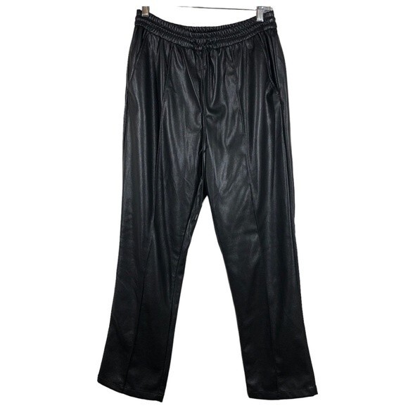 Jonathan Simkhai Tay Black Vegan Leather Stretch Jogger Pants Small - Picture 1 of 10